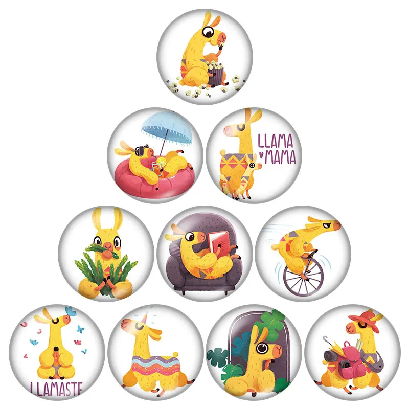 

New Cartoon Animals giraffe Bear 10pcs mixed 12mm/16mm/18mm/25mm Round photo glass cabochon demo flat back Making findings