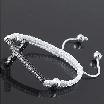 

Wholesale macrame side way cross hematite beads adjustable bracelet 10 PCS/lot free shipping