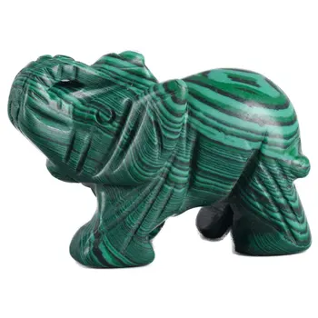 

2 Inch Malachite Elephant Figurines Man made Stone Mini Animals craft mineral stone Statue craft for Decor Healing crystal gift