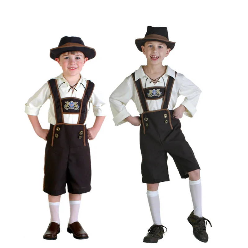 Детский костюм для Октоберфеста Lederhosen Bavarian Octoberfest пивной фестиваль Косплей костюмы на Хэллоуин для детей мальчиков пивной костюм