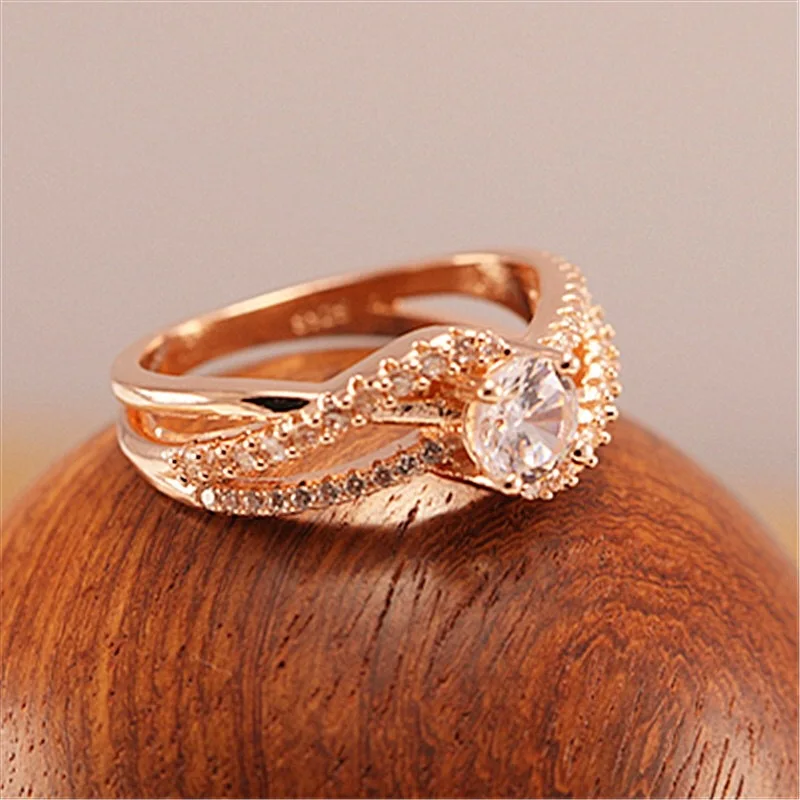 Новинка 2018 изящное розовое золото кольцо из лозы благородная мода два цвета
