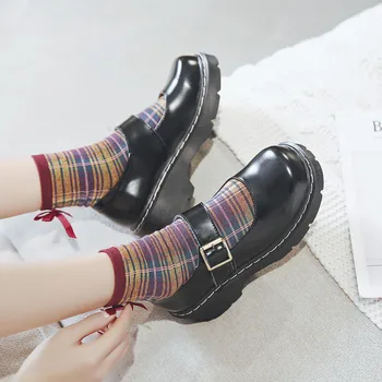 2019 New Arrival Japanese Style Vintage Buckle Mary Janes Shoes Women'S Shallow Mouth Casual Student Leather Shoes Thick Bottom 4