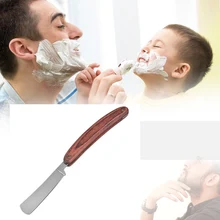 Бритва из нержавеющей стали с прямым краем, складное лезвие для бритвы, Парикмахерская бритва с деревянной ручкой для бритья волос инструмент для бритья