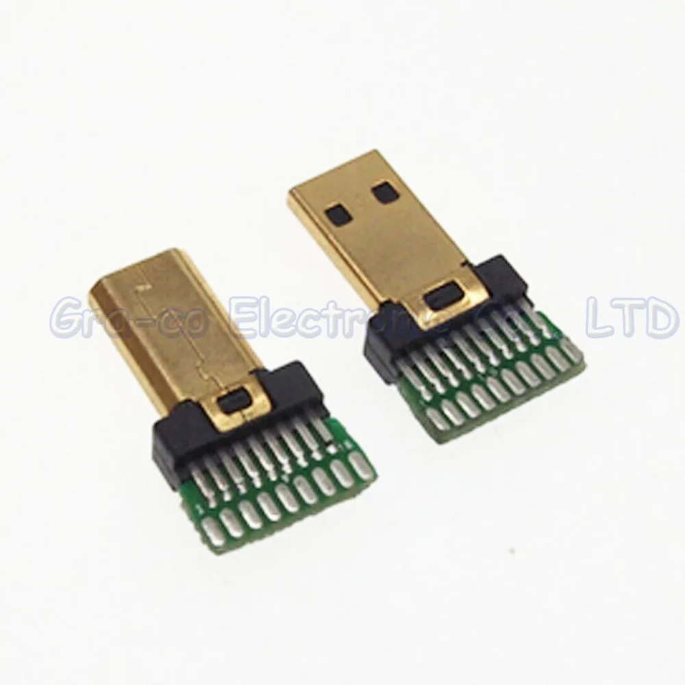 10pcs/lot Gold Plated HDMI Jack D Type Micro Male Plug with PCB board | Электроника