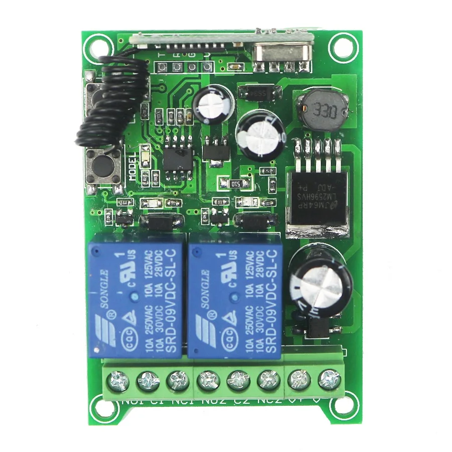 Dc12в 24 в 36 в 48 в 2CH DC 12 В 2CH RF 433 МГц беспроводной переключатель релейный модуль приемника с пультом дистанционного управления для двигателя постоянного тока вперед Revers
