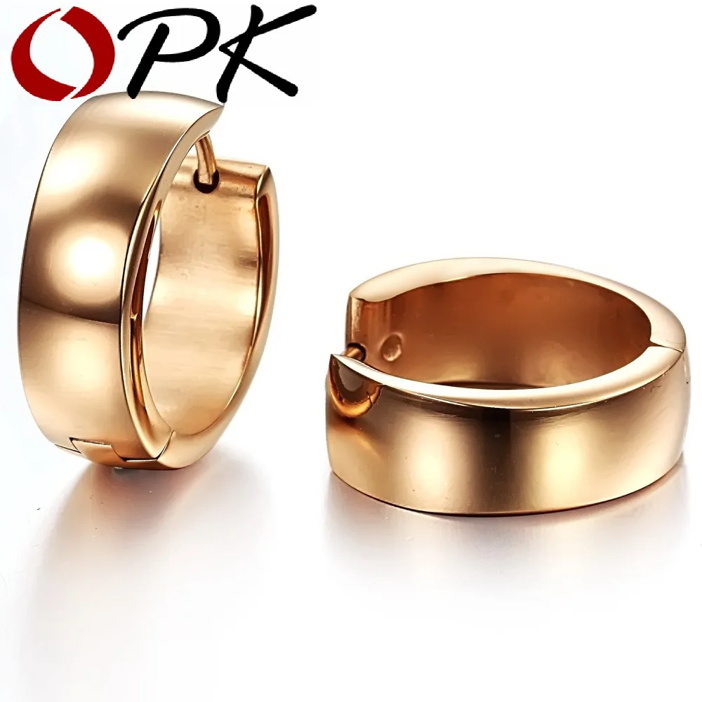 

OPK JEWELRY Stainless Steel Hoop Earrings Korean Style Rose Gold Color Never Fade Weight 11g NEW ARRIVAL free shipping 253