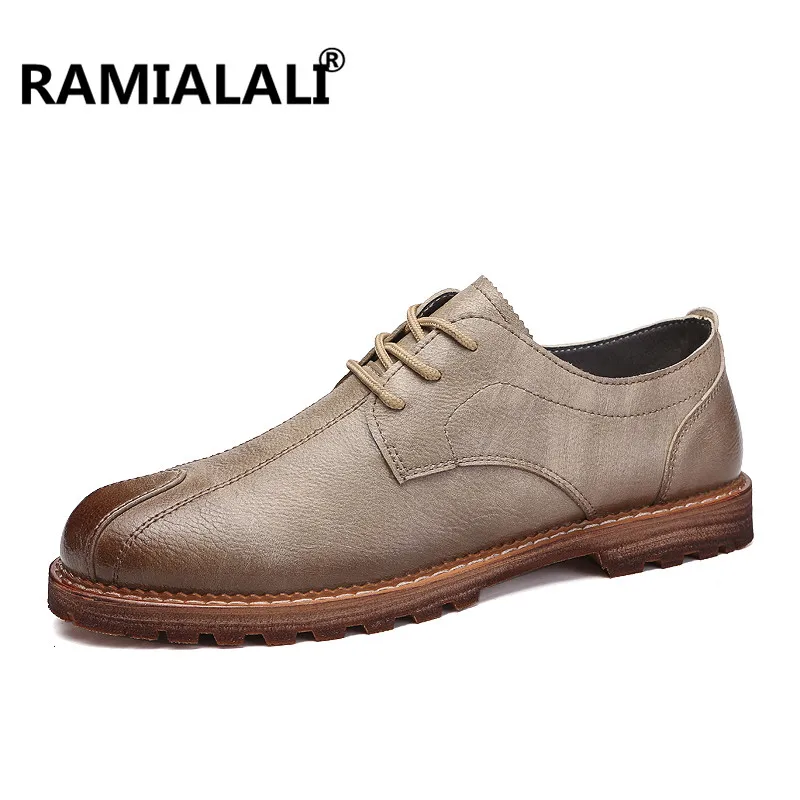 kaki De Conduite Occasionnels Ramialali 2018 Cuir Hommes Qualité Respirant Britannique En Printemps Chaussures Noir marron Style Mode Haute qTS8xTw