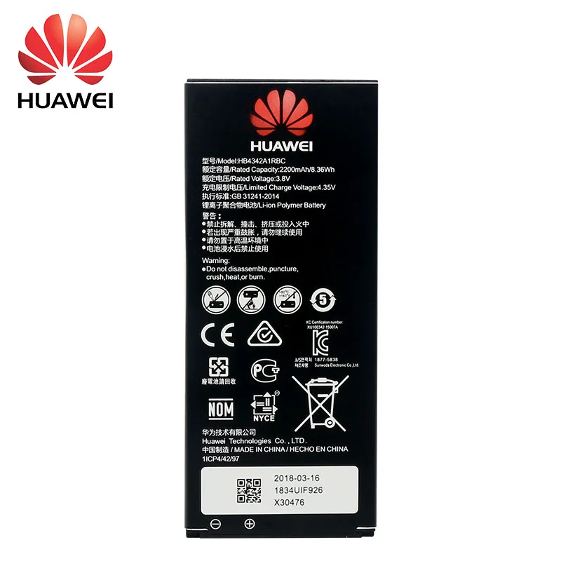 

Huawei Original Battery HB4342A1RBC 2200mAh for Huawei Y5II Y5 II 2 Ascend 5+ Y6 Honor 4A SCL-TL00 Honor 5A LYO-L21