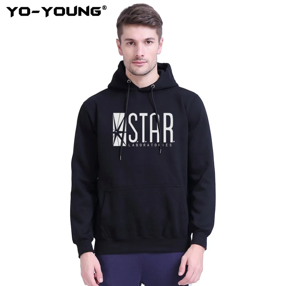 Yo Young для мужчин Премиум толстовки кофты супергерой флэш Star Lab логотип печати