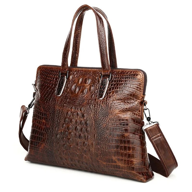 الأزياء الفاخرة التمساح حقيقية حقيبة جلدية الرجال حمل حقيبة ساعي الأعمال الكتف crossbody أكياس عالية الجودة