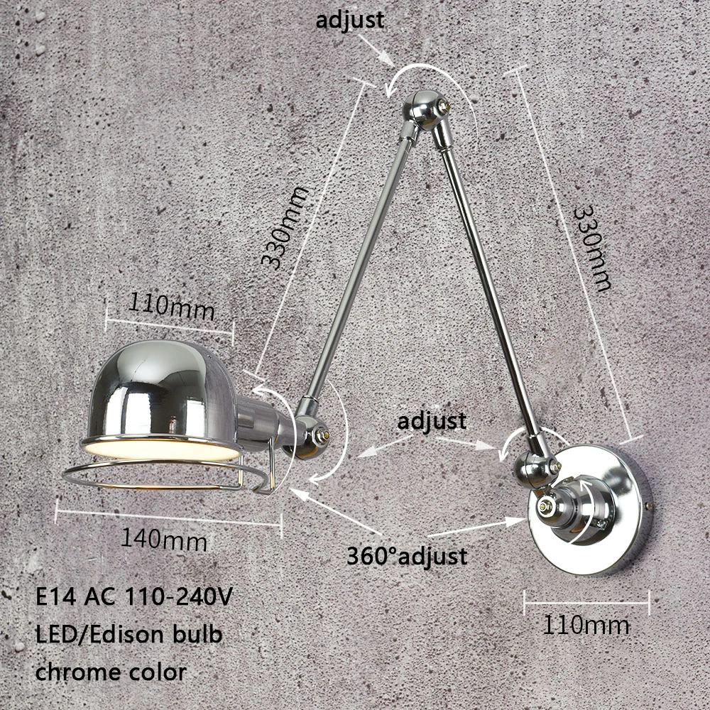 Промышленный Лофт jielde мини Регулируемый Ретро E14 Светодиодный настенный светильник бра настенный светильник светильники для домашнего освещения прикроватная гостиная