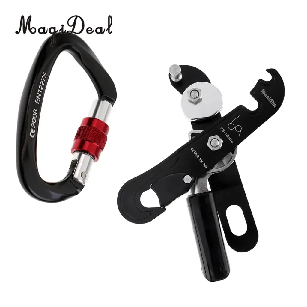 

MagiDeal 25KN D-Shape Climbing Carabiner Screw Lock + Self Braking Stop Descender for Mountaineering Exploring Acce