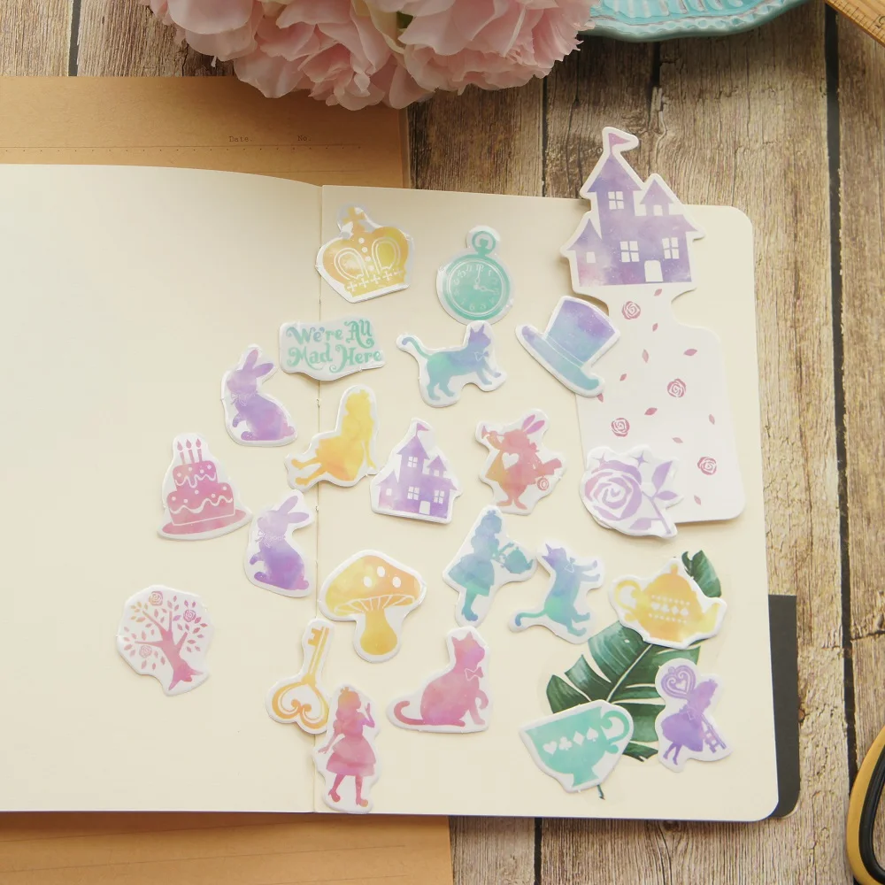 

80pcs Watercolor fairy tale Alice story Design Sticker As Gift Decoration Scrapbooking DIY Sticker Wedding Birthday Party Gift Seal