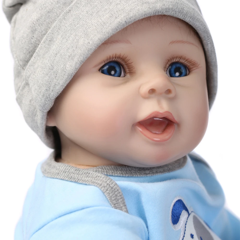 22 дюйма 55 см Reborn Baby Doll мальчик малыш силиконовый корпус Boneca с одеждой голубые глаза Brinquedos реалистичные милые подарки игрушки для детей