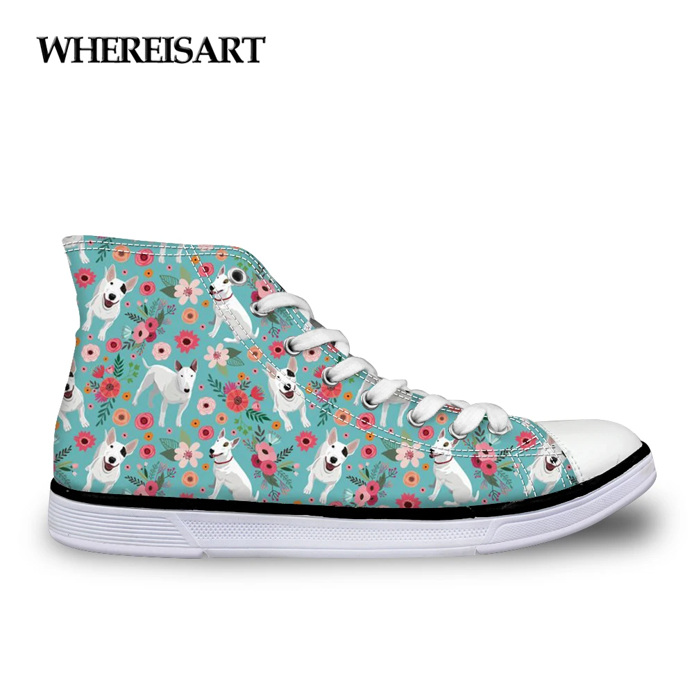 Boston Terrier Dog Unisex Fashion High Top Canvas Shoes Classic Lace Up Canvas Shoes