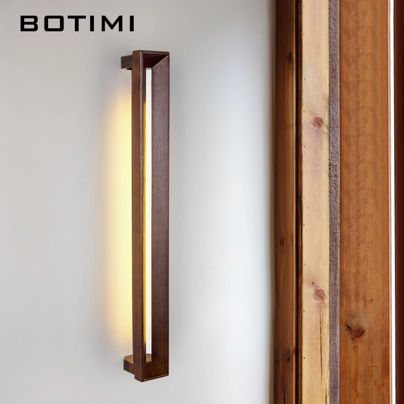 BOTIMI деревянный светодиодный настенный светильник для спальни 220 в прямоугольный настенный светильник современный отель деревянный настенный прикроватный светильник