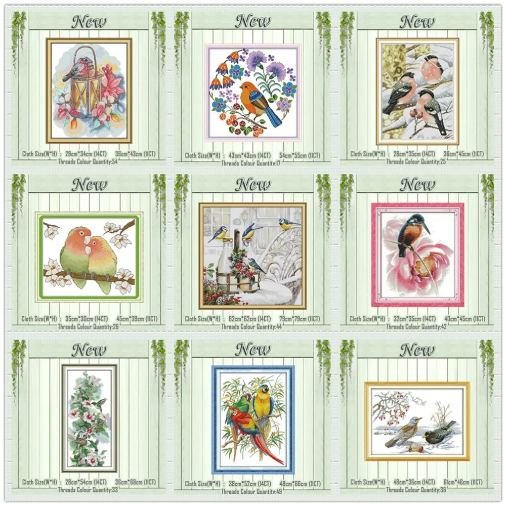 

birds flowers animal cartoon decor painting counted printed on canvas DMC 14CT 11CT Cross Stitch Needlework Sets Embroidery kits