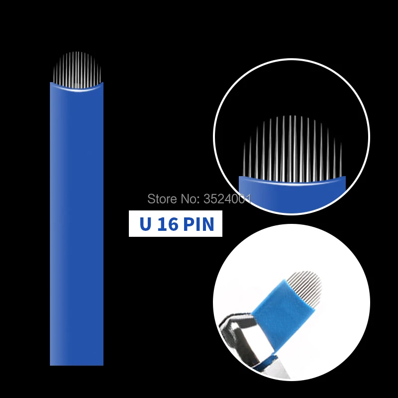 0,2 мм 12/14/16 U-образный иглы для перманентного макияжа бровей Тату мануального татуажа бровей, иглы для 3D вышивка ручка для мануального тату