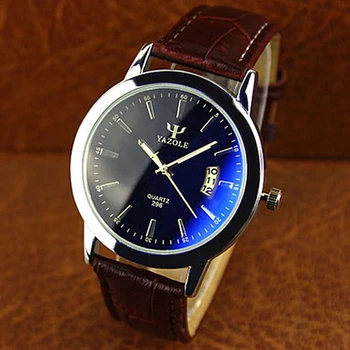 

296 Genuine Leather Business Quartz Watches Men Women Luxury Fashion Blue Ray Mirror Wristwatches
