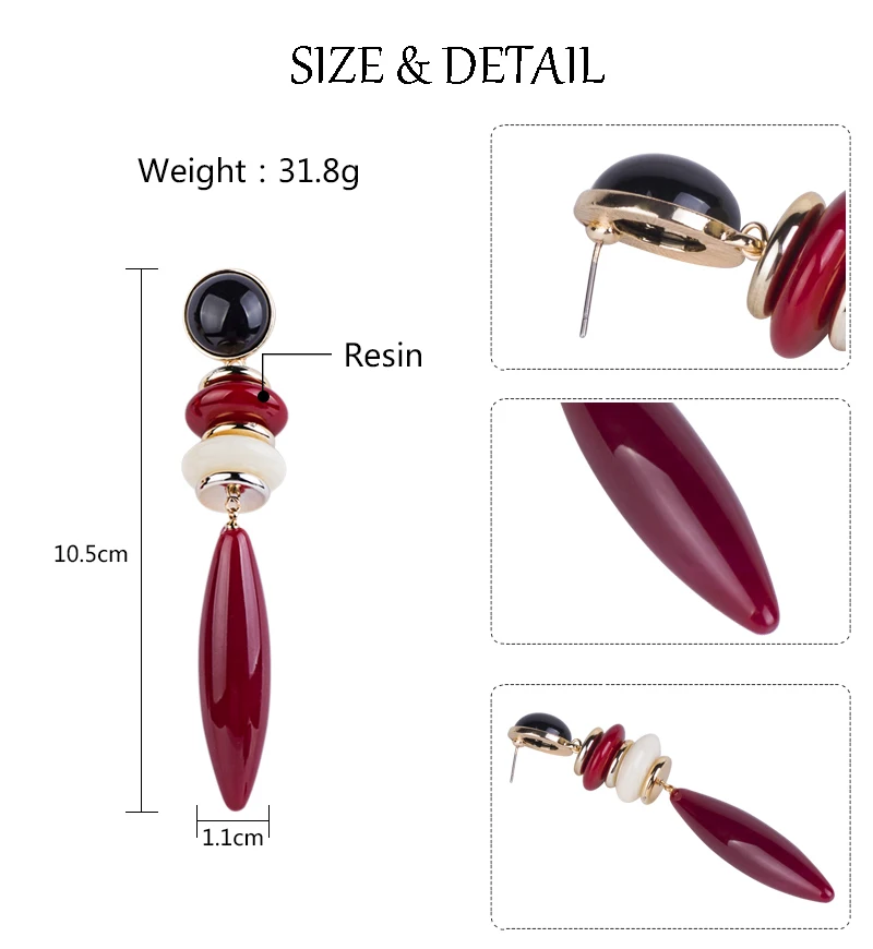 YUQINQIN Classic Drop Earrings for Women Acrylic Earrings Female Big Long Dangling Fashion Elegant Resin Metal Summer Earring (1)