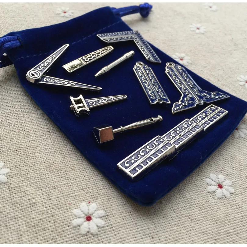 

9 Different Small Size Classic Masonic Working Tools Miniature Freemason Gifts Fine Craft Work for Masons with Cloth Bag