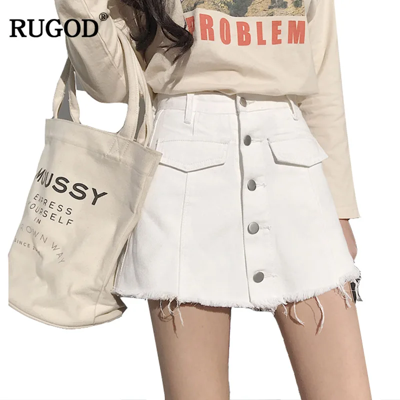 Женские джинсовые шорты на пуговицах RUGOD повседневные потертые с бахромой и