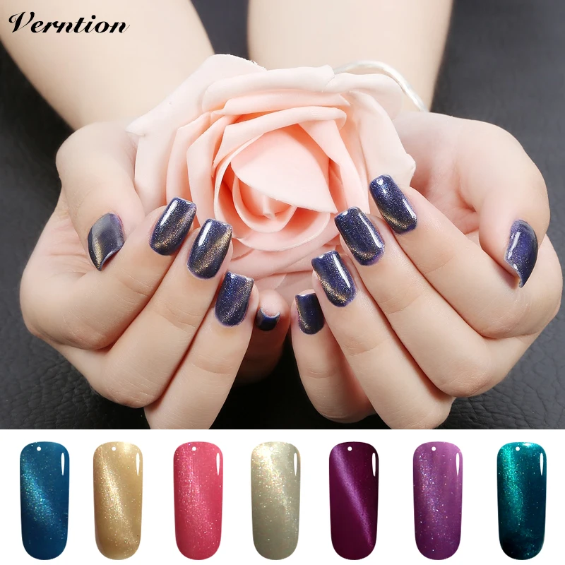 

Verntion Glitter Magnet Gel Varnish Nail Art Hybrid Nail Soak Off Uv Led Manicure Top and Base Nail Primer Cat Eye Gel Polish