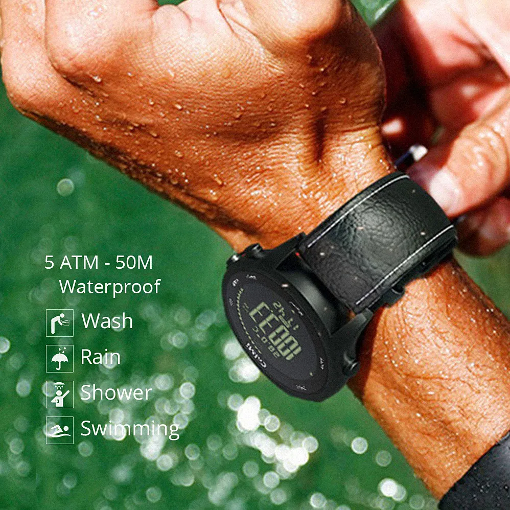 ColMi Smart Watch Beyond Ultra Slim Round Leather IP68 5ATM Waterproof Compass Altimeter Barometer Clock for Mens and Couples