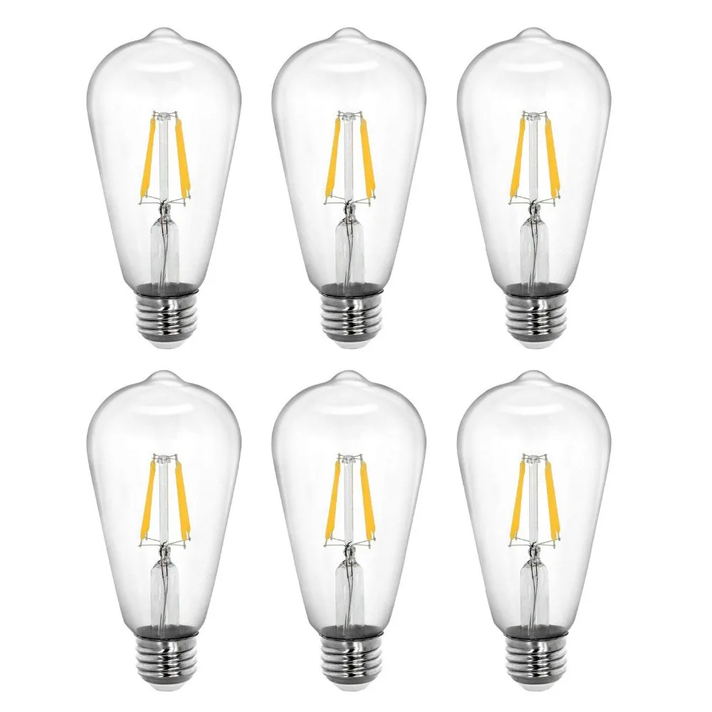 6 шт. E26/E27Dimmable лампы 110 В/220 В ST64 4 Вт светодио дный лампочка Эдисона