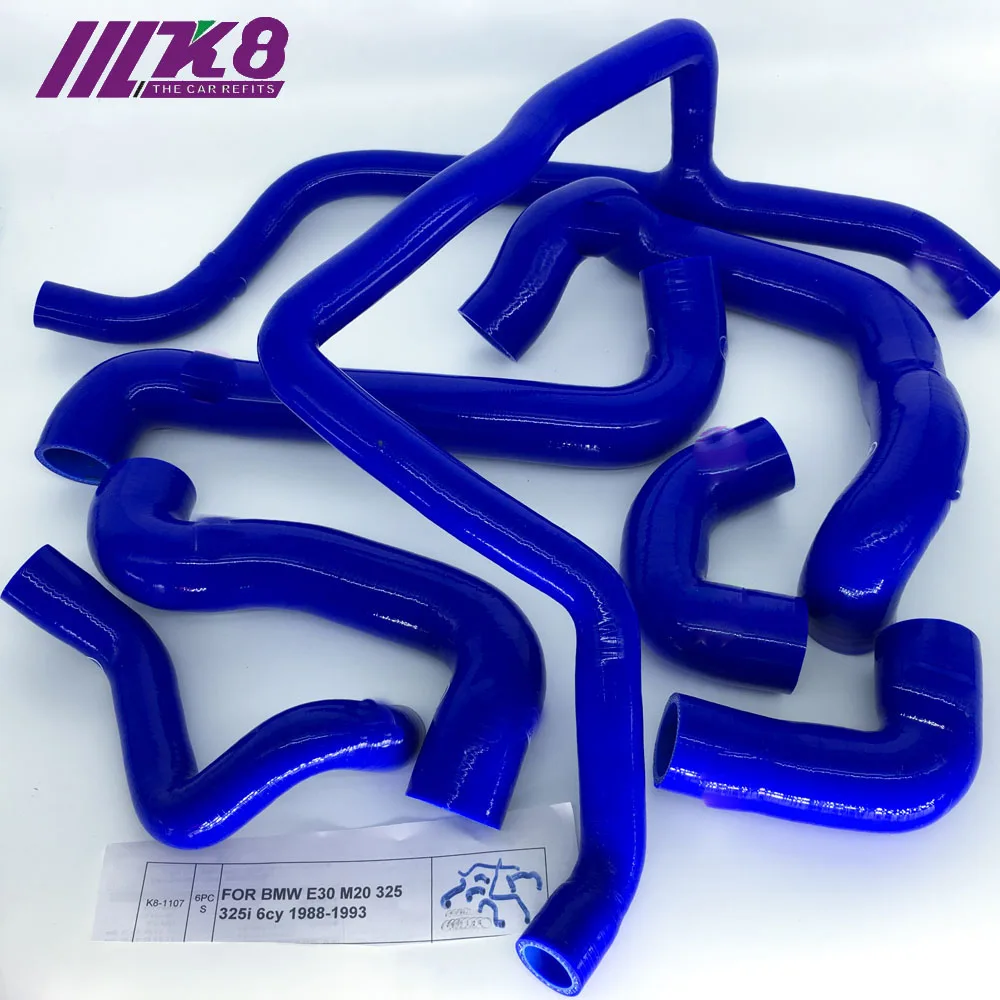 

WATER SILICONE RADIATOR HOSE FOR BMW E30 M20 325 325i 6cy 1988-1993 (6Pcs)Red/Blue/Black