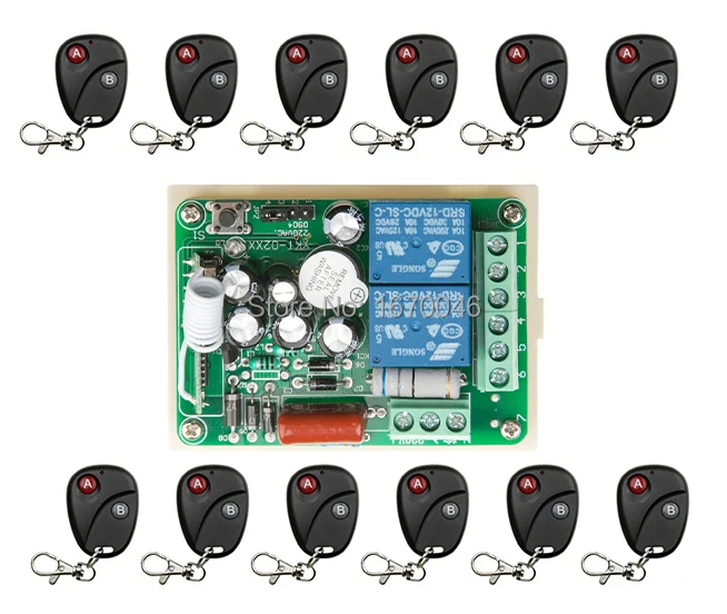 

2016 New AC220V 2CH 2Channe RF wireless remote control switch System, 12X Transmitter + 1 X Receiver,315/433 MHZ