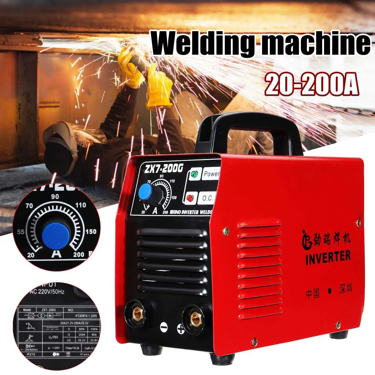 

200AMP Welding Inverter Machine Portable MMA/ARC Safety W elder ZX7-200G IGBT DC for Welding and Electric Working 20-200A