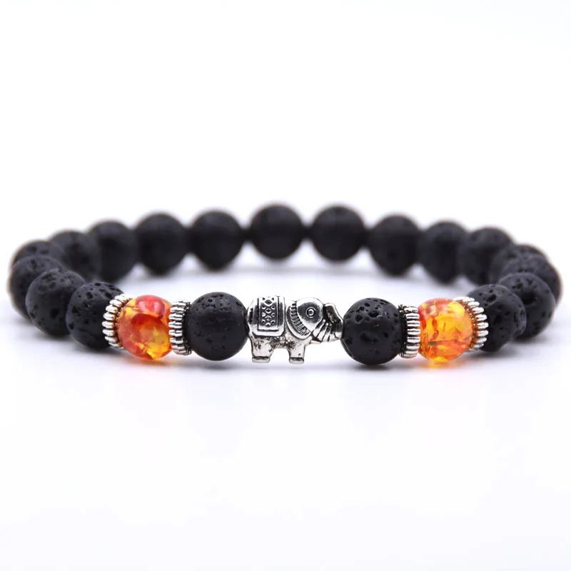 

Antique Silver Animal Lion Head Bracelet Men Jewelry Fashion Black Frosted Volcano Lava Stone Beads Men Bracelet