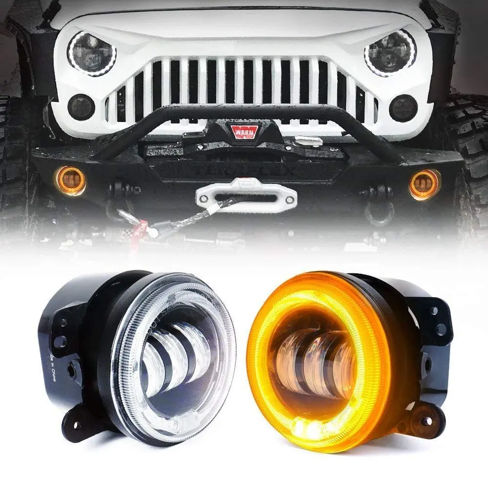 

2PCS 4INCH LED FOG LIGHT WHITE HALO RING DRL AMBER TURN SIGNAL AUTO LAMP FOR JEEP WRANGLER JK TJ CHEROKEE FOR DODGE CHRYSLER
