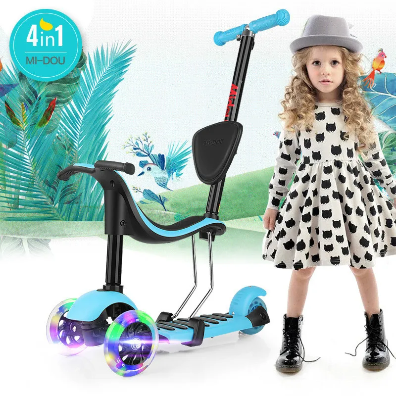 4 в 1 детский скутер 3 колесные скутеры с подсветкой большой колеса patinete 3 rodas с EN71