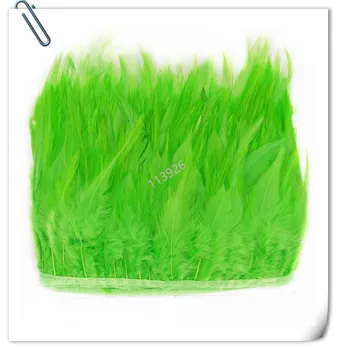 

10yards/lot pheasant feather trim 10-5cm chicken feather ribbons dyed green Feather Fringe for dress/headdress decoration crafts