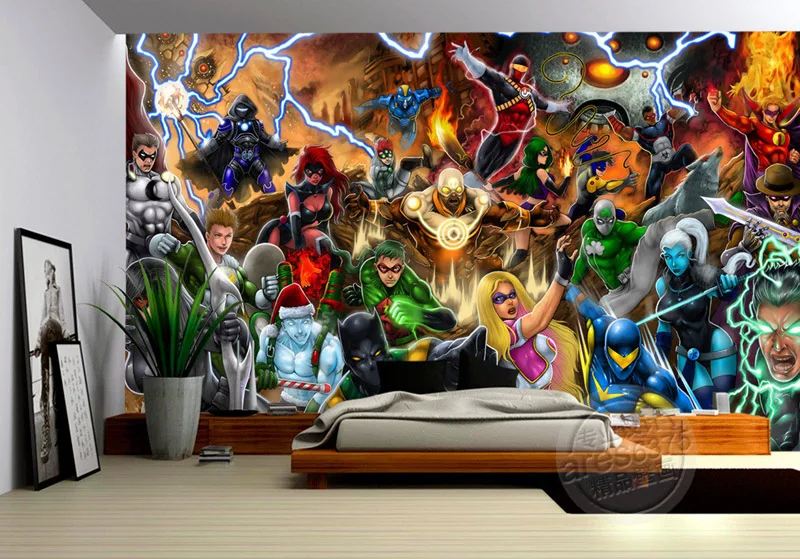 Avengers Photo wallpaper Marvel Comics Wall mural Custom 3D wallpaper Children Bedroom Office Hotel School Room