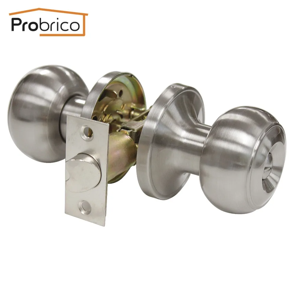 

Probrico Stainless Steel Safe Lock Satin Nickel Security Door Lock DL609SNBK Door Handles Privacy Door Keyless Lock Knobs
