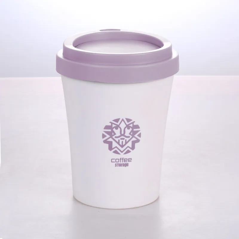 Маленькие мусорные ящики креативная форма кофейной чашки пластиковая мусорная корзина роликовая крышка типа круглая стоящая настольная мусорная корзина с узором - Цвет: Purple