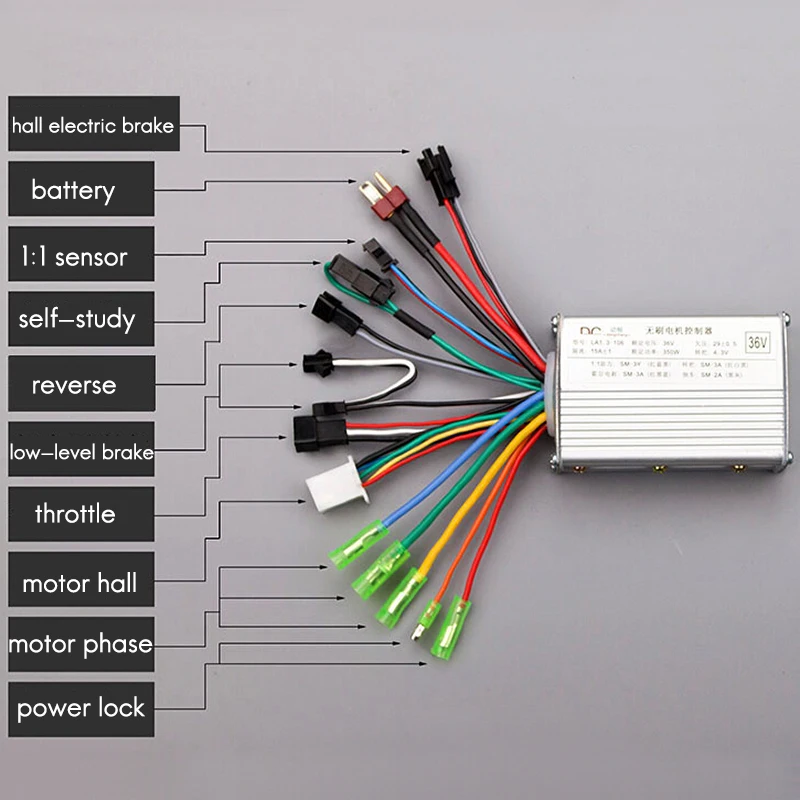 Электрический скутер 250 Вт 350 Вт 24 в 36 в 48 в DC бесщеточный регулятор скорости, для электрического транспортного средства Холла провода BLDC мотор Аксессуары для велосипеда