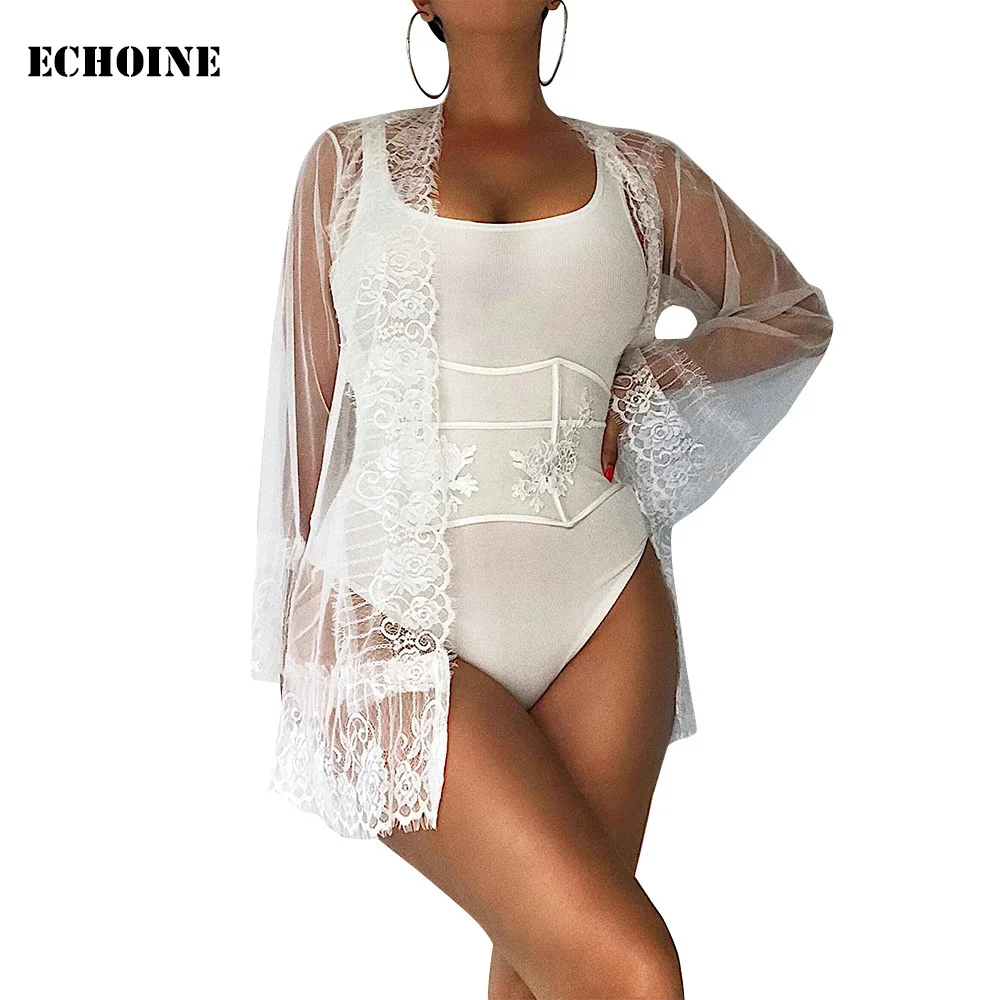 

Women Sexy Lace Bra Set Transparent Underwear Sheer Mesh Transparent Lingerie Set 4 Piece Set Nightwear Sleepwear japanese