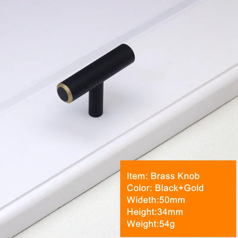 Черный Tbar латунь кухонный шкаф ручки ящик Туалетный столик буфет мебель ванная комната Pulls-10Pack - Цвет: 34x50mm