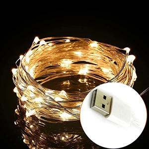 LYFS 5 м 50 светодиодный USB мощный медный провод светодиодный светильник для праздничной вечеринки Свадебная гирлянда, рождественские украшения лампы - Испускаемый цвет: Тёплый белый