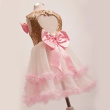 Элегантное платье для девочек новинка платье принцессы без рукавов с сердцем расшитым блестками и бантом для маленьких девочек платья для девочек с цветочным принтом для вечеринок и свадеб