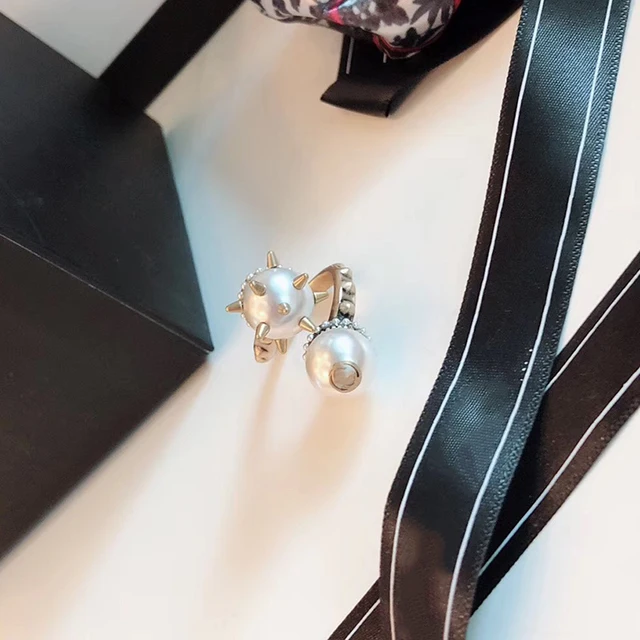 Top Brand Fashion Pearl Jewelry For Women Vintage Rings Big Pearl Ring wedding Party Rings Yellow Brass Jewelry Steam Punk Rings