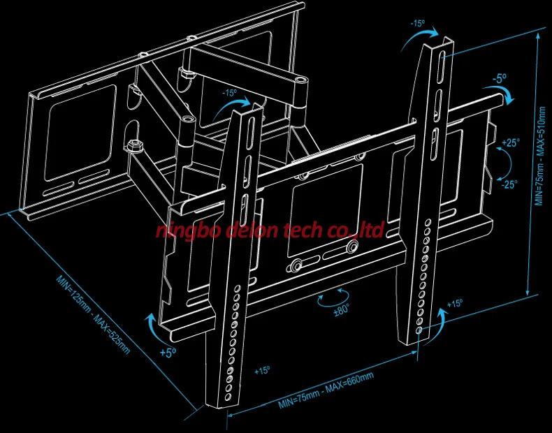 DL-D-109MT 80 кг 7" 65" 5" 660x500 выдвижной сверхмощный поворотный кронштейн с двойным кронштейном для полного движения ЖК-телевизора настенный кронштейн светодиодный держатель