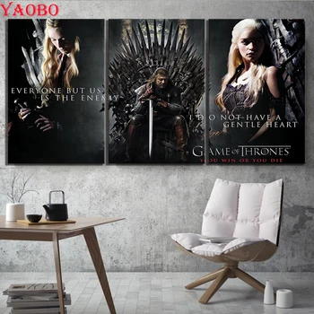 

5D DIY Diamond Painting Movies Game of rights Full Drill Rhinestone Cross stitch kits 3 PCS Diamond Embroidery Mosaic Crafts