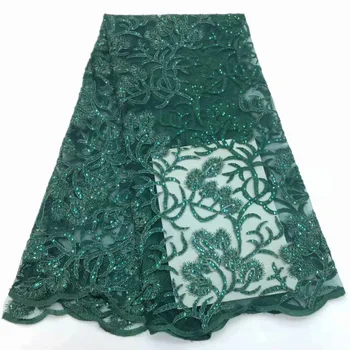 

Green Hot Sale African Lace Fabric With Sequins 2019 Fashion French Lace Fabric Nigerian Fabric Bridal High Quality For Women