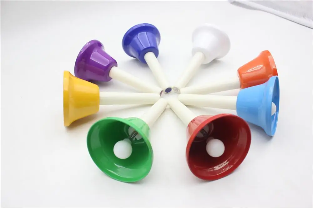 8pcs/set Hand Rattles 8 Tone Colorful Handbell Rattle Metal PVC Percussion Instrument Musical Gift
