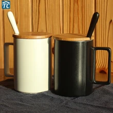 Простые керамические кружки, крышки, ложки, большая емкость, кофейные чашки, офисные чашки, западный стиль, молочные крышки, посуда для напитков